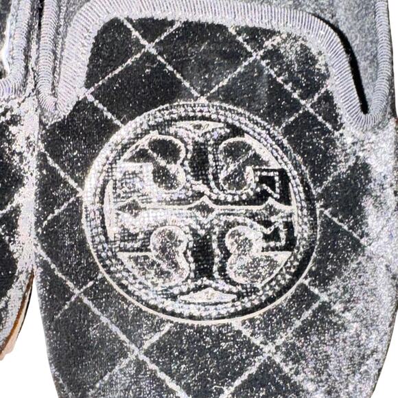 Tory Burch Billy 2 Flats Women's Size 8 M Black Crushed Velvet Quilted Shoes - Picture 2 of 9